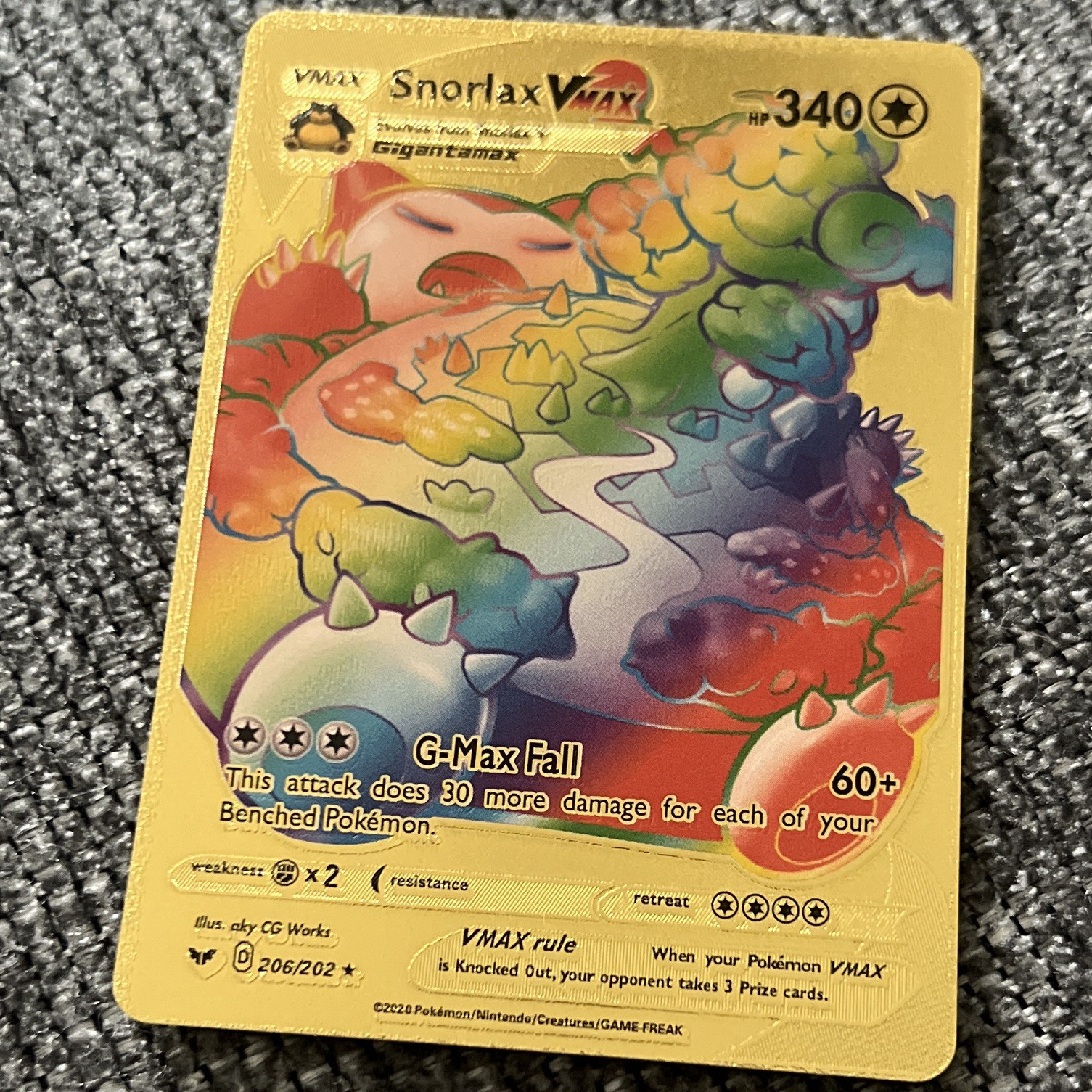 Nintendo Snorlax VMAX 206/202 Secret Rare Full Art Holo English 2020 340HP