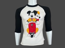 Vintage Disney Mickey Mouse Minnie Mouse 80s 3/4 Sleeve Raglan T Shirt Size S
