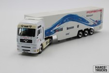 Schuco MAN TGA XXL Box Semitrailer Porsche Motorsport white 1:87 /S324