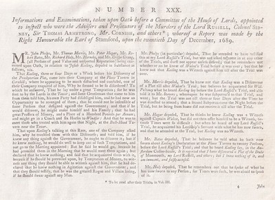 RYE HOUSE PLOT : THE 1689 LORDS INQUIRY INTO PROSECUTIONS OF RUSSELL, SIDNEY, AR