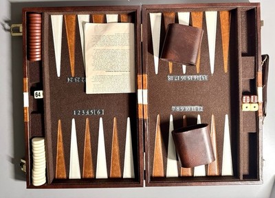 Backgammon Set In Case With Game Board, 30 Tiles And 5 Dice