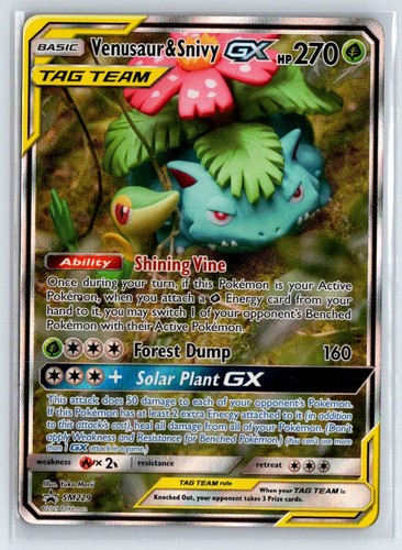 Venusaur & Snivy GX - SM229 Holo Promo Sun & Moon Promo Pokemon Near Mint