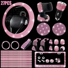27PCS Car Diamond Interior Steering Wheel Cover Set Bling Accessorie for Women