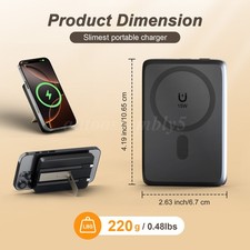 Portable Magnetic Wireless Charger 10000mAh Power Bank Built-in Cord 1/2PACK LOT