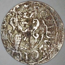 ポーランド・リトアニア 1シリング銅貨☆1665年／佳品／アンティーク
