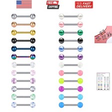 Nipple Rings Tongue Rings Stainless Steel 14G Straight Barbells Piercing Jewe...