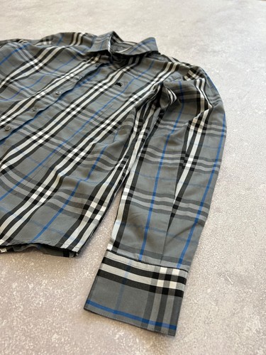 Camisa a cuadros Burberry London Nova para hombre XL manga larga gris azul - Imagen 6 de 16