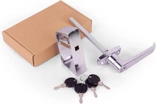 Shed Door Latch L-Handle Lock Kit with 4 Keys, BTEOBFY 4-1/2" Stem Storage Barn
