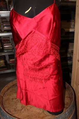 Minikleid oder Unterhemd lang Satin rot Valeria Mazza Gr. 46/44 Gr. 4