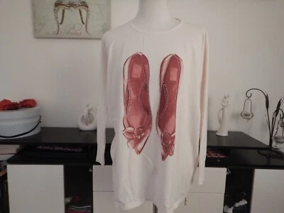 Pull femme ample "Cherry Bloom" TU (5% angora) Correspond à un L Doux Bon état - Photo 1/4