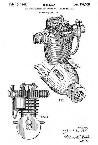1949 - Internal Combustion Engine - C. E. Leja - Patent Art Poster - Picture 3 of 3