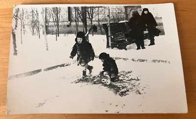 1970s Soviet kids Funny photo Children Snow Baby Child Vintage photo