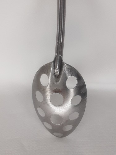 Wood Handle Spoon Large Slotted Strainer 1930s Kitchen Cooking Utensil - Picture 4 of 6