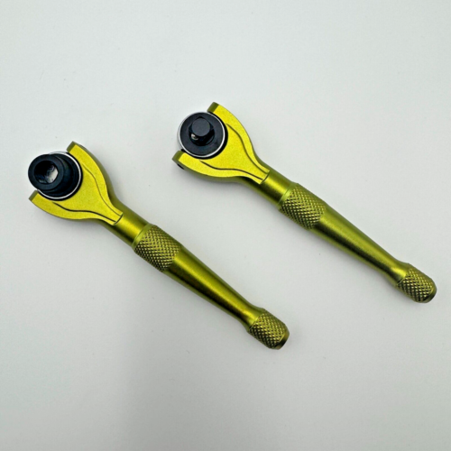 Swivel Head Micro Ratchet & Ratcheting Bit Driver Set 1/4" Drive Neon Green - Foto 8 di 22