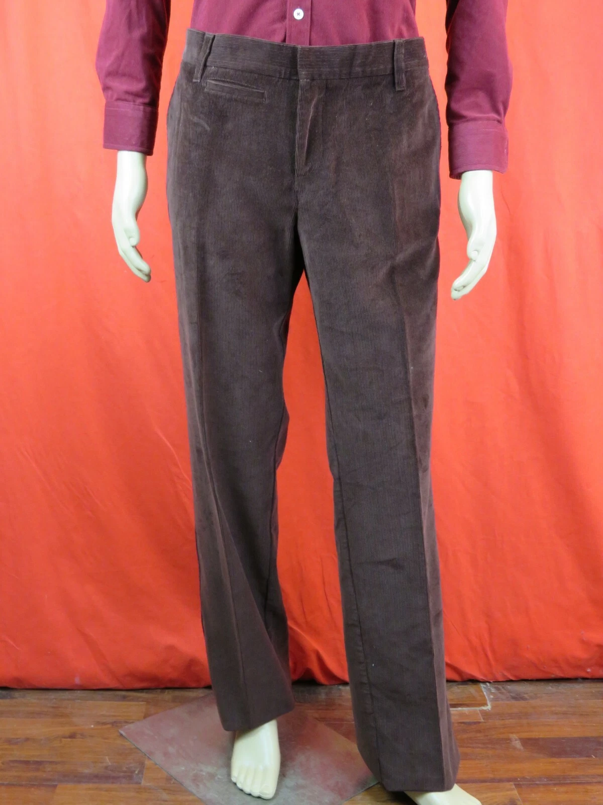 PANTALON NEUF AVEC ÉTIQUETTES GUCCI VIN MARRON VELOURS CORDUROY REG FIT 197647 PANTALON 56 W 42