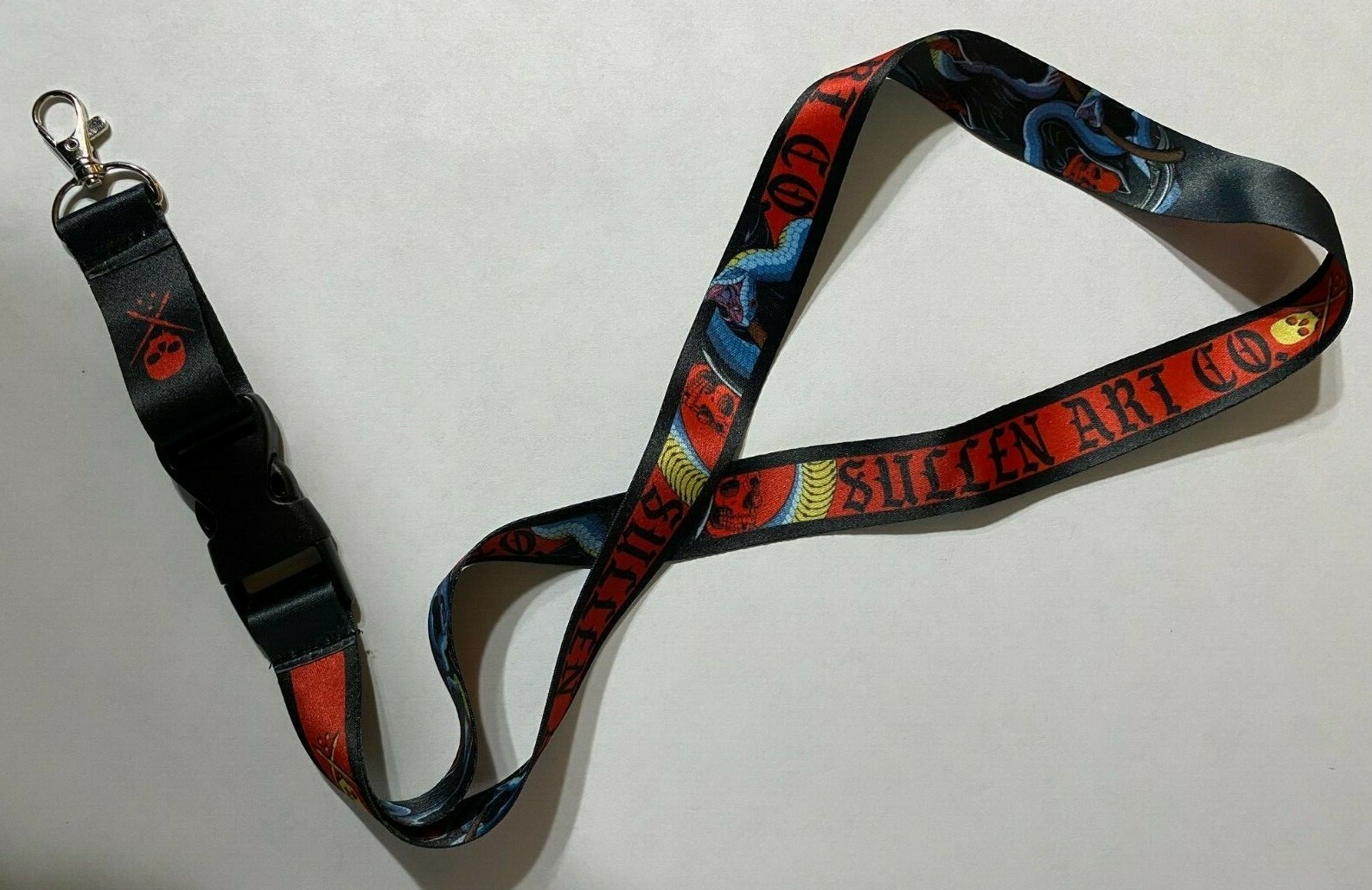 Sullen Pin Up Punk Street Bike Gothic Americana Tattoo Art Lanyard SNAKE REAPER