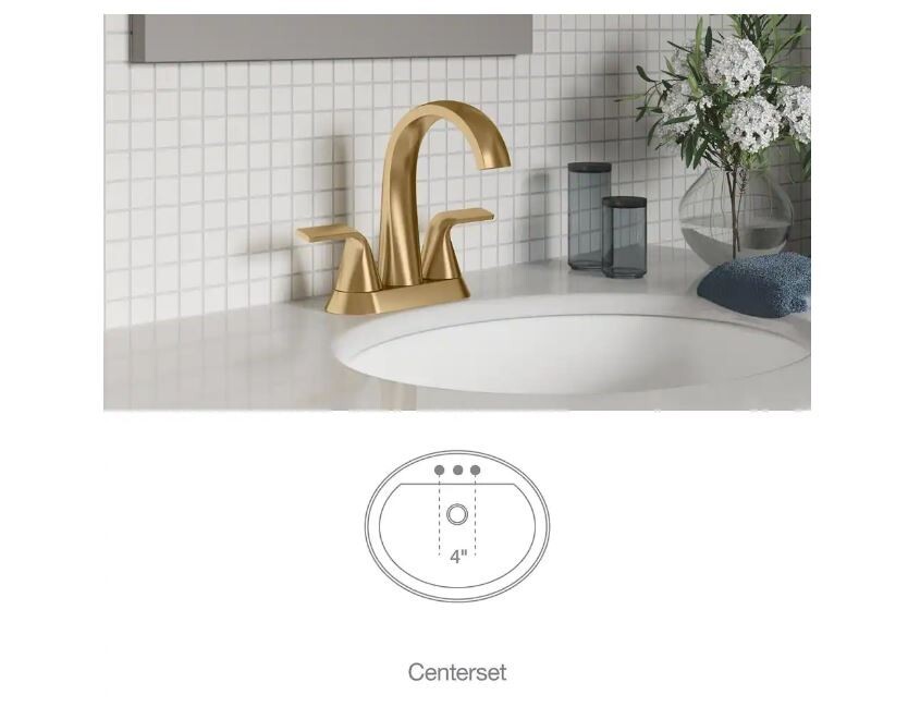 KOHLER Cursiva 4 in. Centerset Double Handle Bathroom Faucet in Vibrant