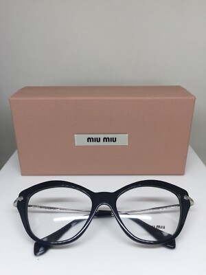 New Miu Miu VMU 02O Eyeglasses Miu Miu Cat Eye C. 1AB-101 Black 54