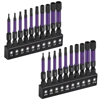 NSIOUTLET 20pcs Magnetic Impact Hex Head Drill Bits Set 1/4 Inch Hex Shank Screwdriver Bit