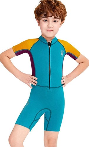 Traje de neopreno cálido para niños de 2,5 mm para snorkel natación traje corto de protección UV de una pieza - Imagen 3 de 36