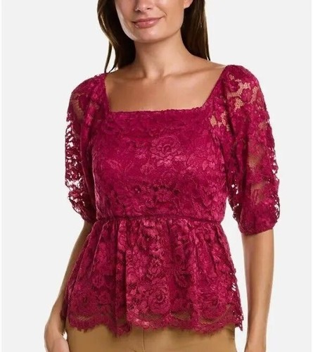 Haut Peplum Nanette Lepore Taille 8 - Ivoire, Manches Ballon, Neuf Sans étiquette