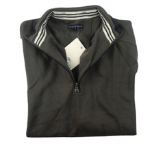 Pacific Harbour Brown 1/4 Zip French Rib Jumper Size Large New Old Stock 