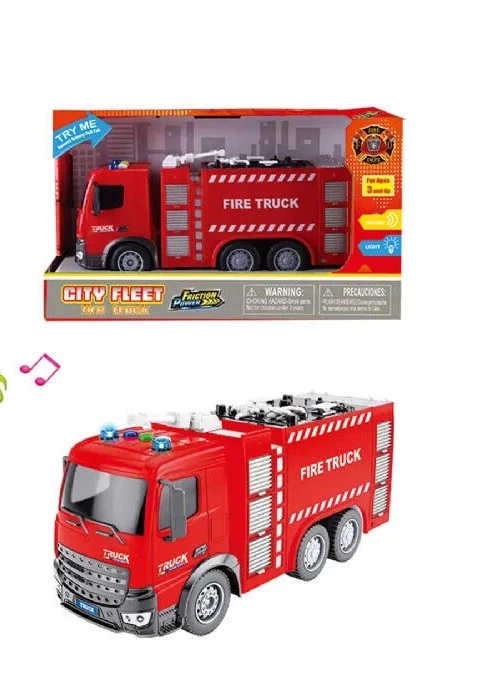 2 Packs - Friction Rescue & Construction Trucks w/ Light & Sound - 11 Inches - Image 4 of 4