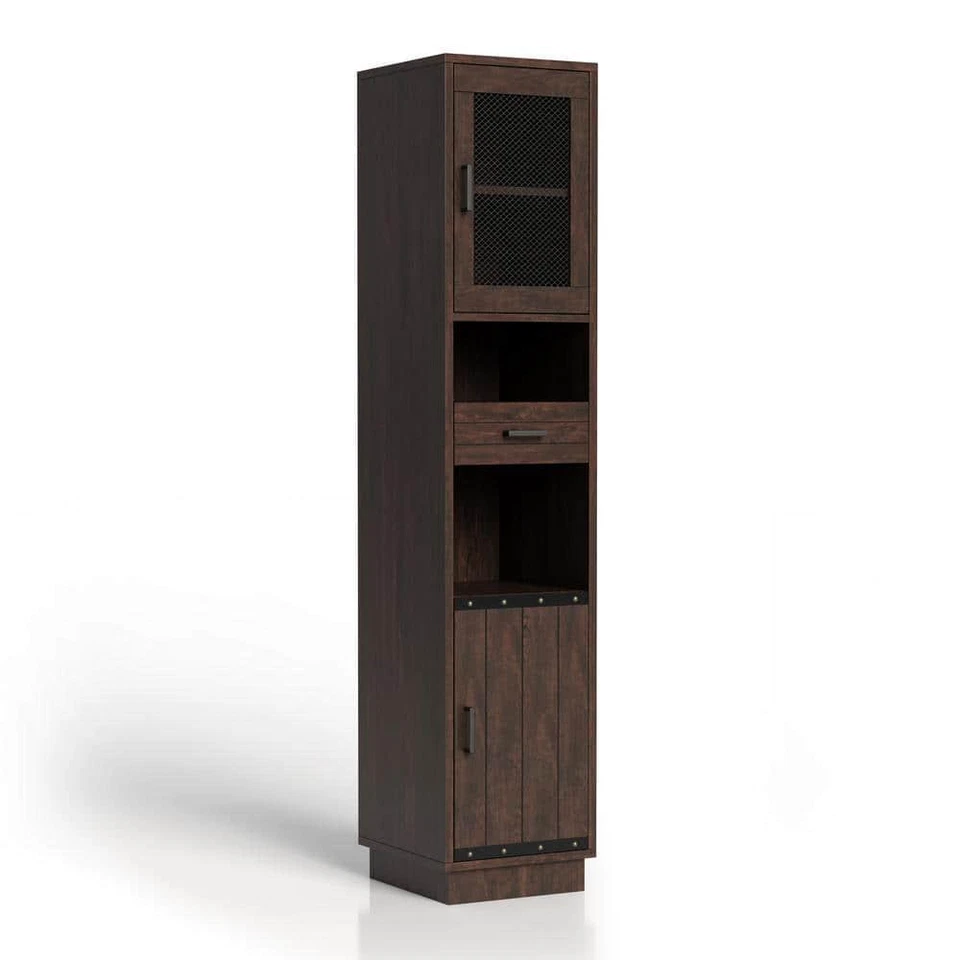 Furniture of America Media Storage TV Tower 75.4"H x15.7"W x16.7"D Wood Walnut - Image 2 of 4