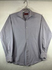Alfani Dress Shirts Mens 34-35 Long Sleeve Fitted Stretch Checked