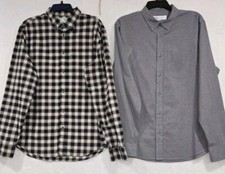 Old Navy Pair Of Men's Large Long Sleeve Dress Shirts Gray And Plaid Button-Up