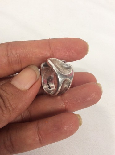 Vintage English DP Modernist Sterling Silver 925 Modernist Brutalist Ring Size 5 - Bild 7 von 7