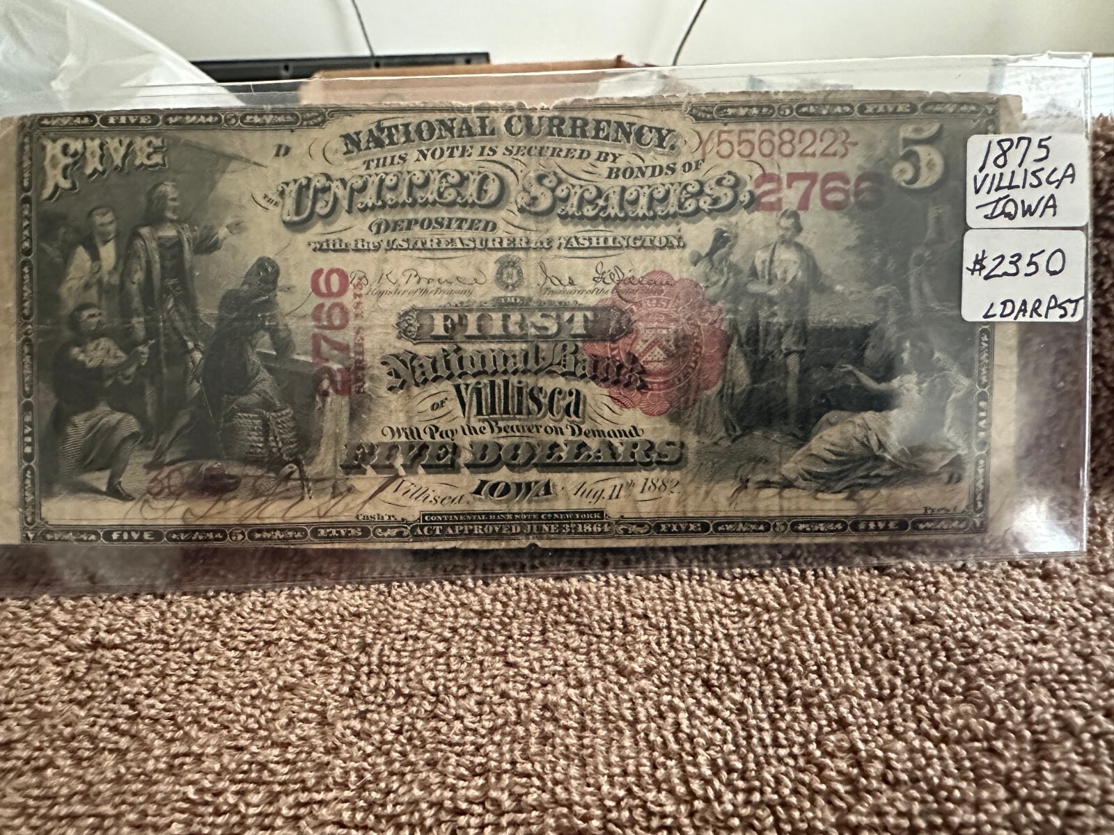 1875 5 Villisca Iowa Bank Note 2766 eBay