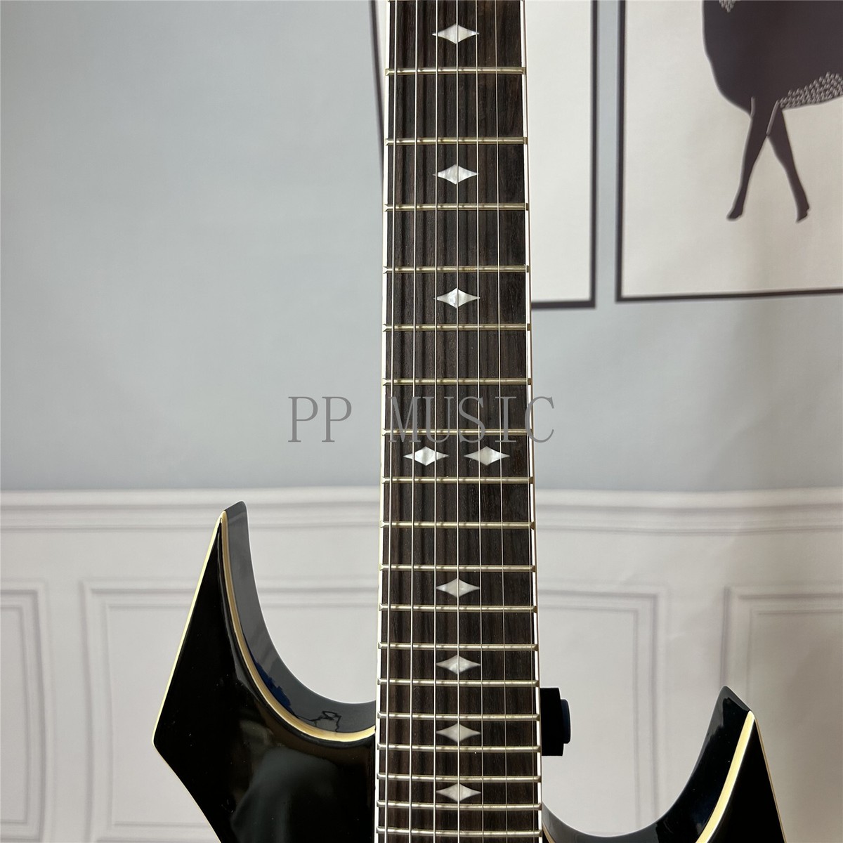 Special Shape Warlock Extreme Black Electric Guitar FR