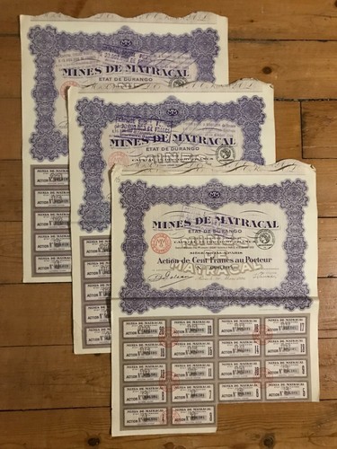 Lot de 15 actions: MINES DE MATRACAL (DURANGO MEXIQUE) (A) - 第 1/1 張圖片
