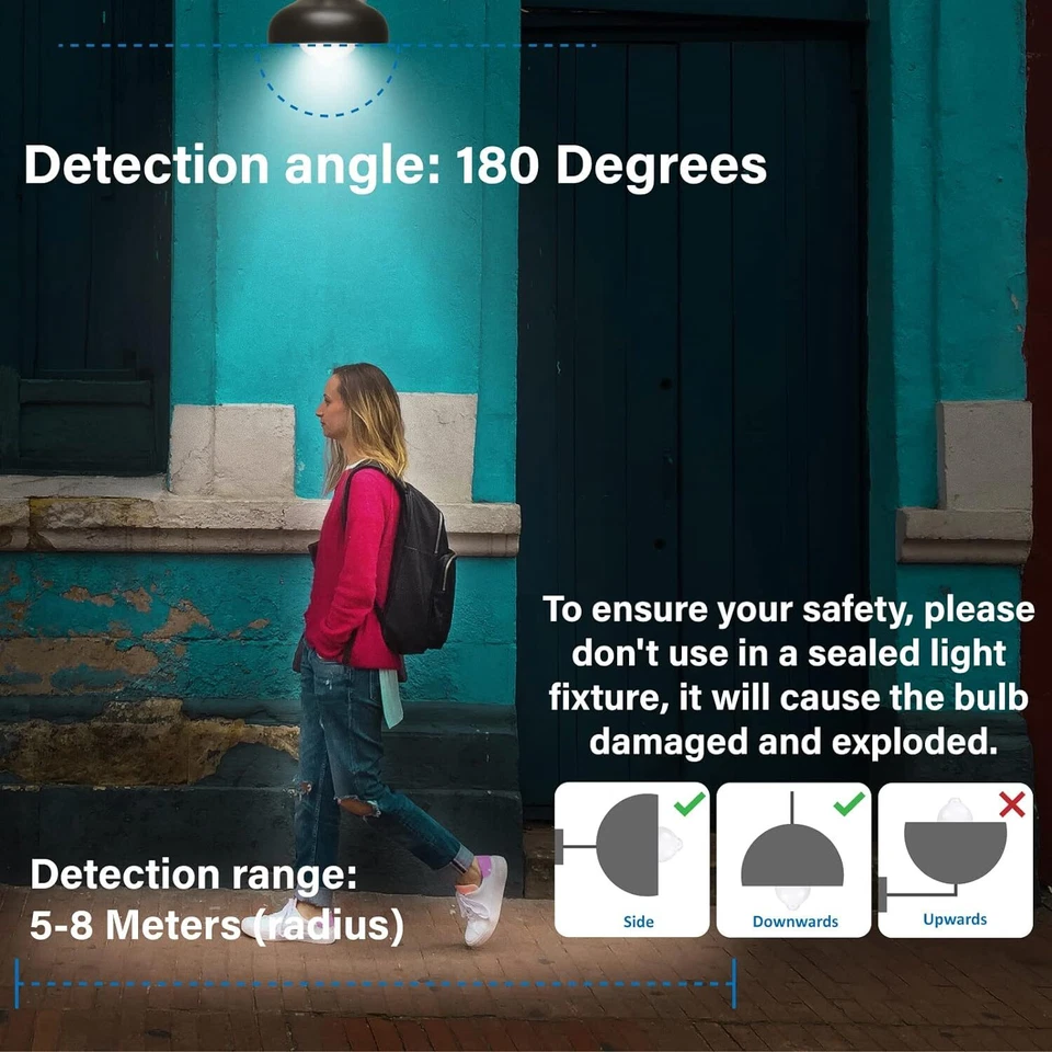 1x LED Glühbirne PIR Bewegungssensor E27 Dämmerungssensor LED-Nachtlicht - Bild 4 von 4