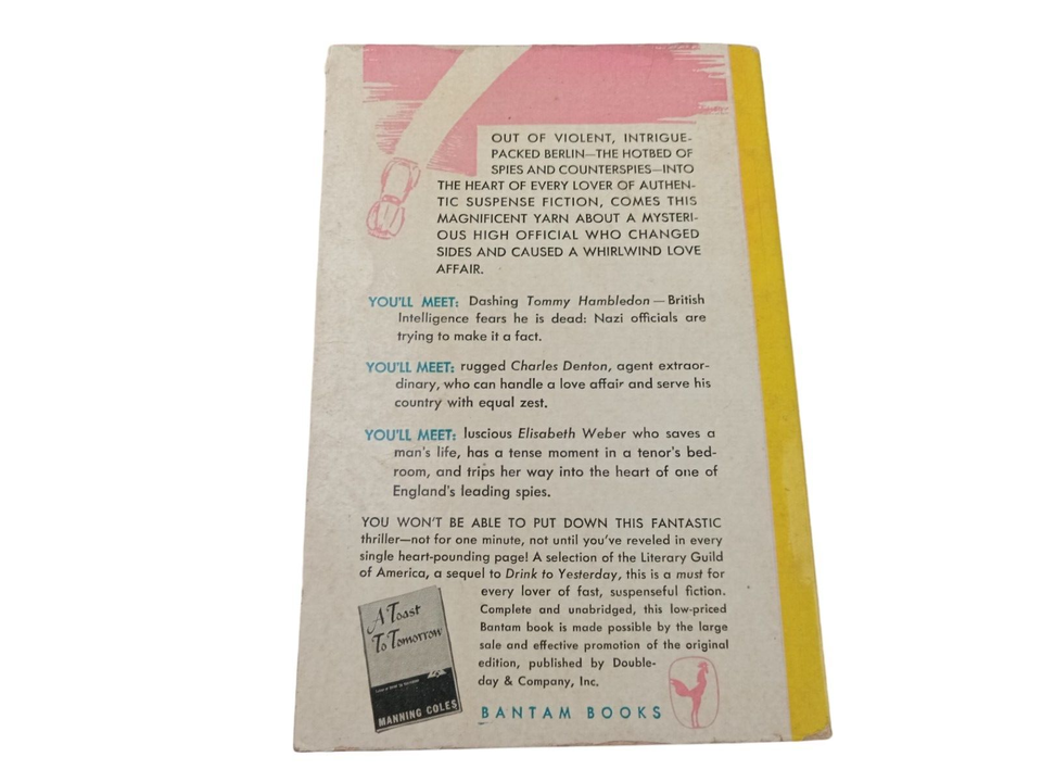 1947 A TOAST TO TOMORROW Manning Coles PULP FICTION ART COVER PB SPY