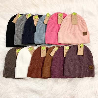 C.C Soft Recycled Fine Yarn Cuff Beanie for Adults, Winter Hats, Winter Beanies