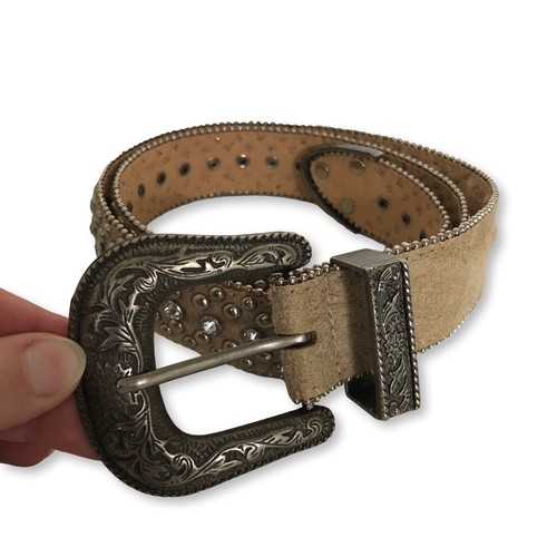 Cinturón vaquero Guess bronceado imitación cuero tachonado pedrería talla mediana Western Jewel - Imagen 2 de 10