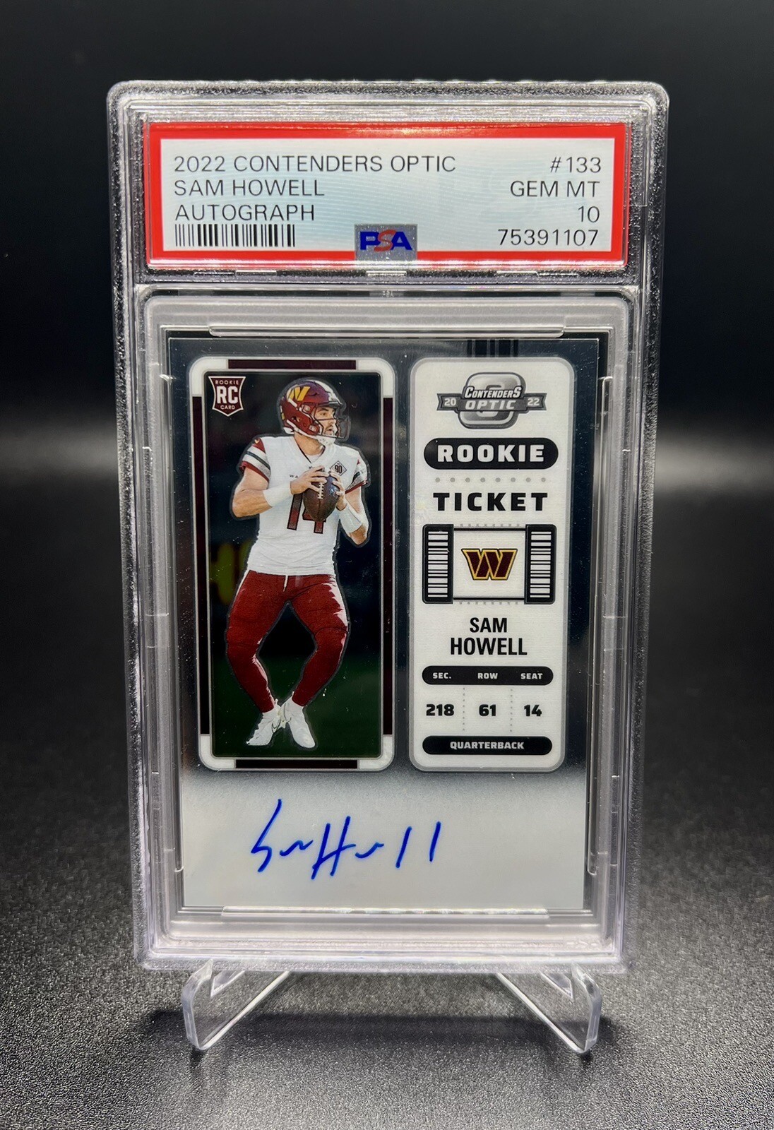 2022 Contenders Optic Rookie Ticket #133 Sam Howell RC AUTO PSA 10