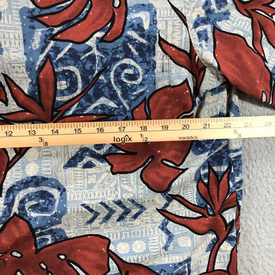 vtg hilo hatties the hawaiian original shirt mens L red floral monstera - Image 3 of 4
