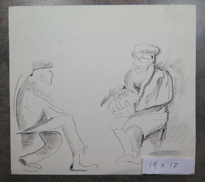 Ancient Drawing Sketch Study for Seated Characters Pencil on Paper P28