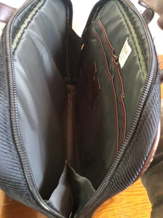 FILSON MALETÍN BOLSO PARA PORTÁTIL NEGRO PC Resistente Sarga Nylon Cuero Logo Raro Foto 4 de 4