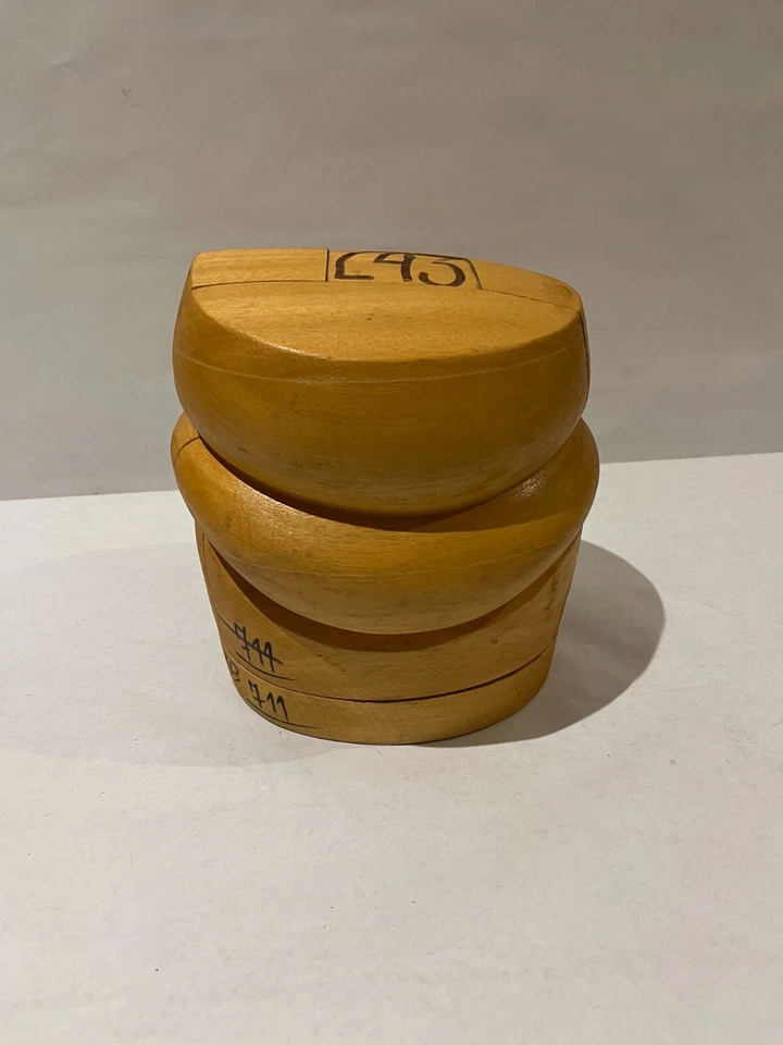 PUZZLE 5 PIEZAS APILADO TAPA PLANA ESTILO SOMBRERERÍA MADERA SOMBRERO BLOQUE MOLDE FORMA ANTIGUO Foto 4 de 4