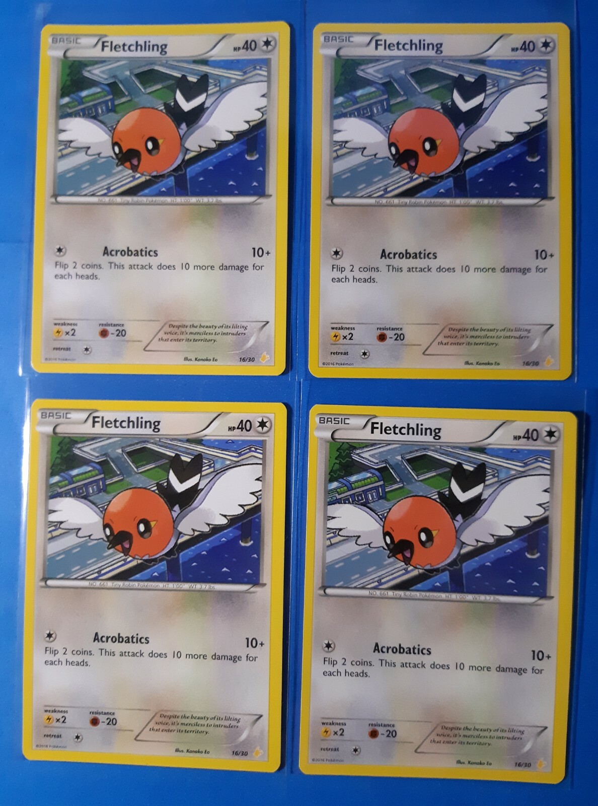 4x Fletchling 16/30 Pokemon card XY Suicune/Pikachu Libre Trainer Kit NM |  eBay