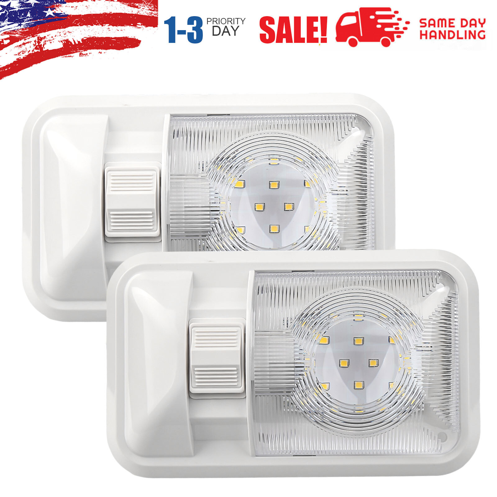 2 Pack 12V Led RV Ceiling Dome Light RV Interior Lighting for Trailer