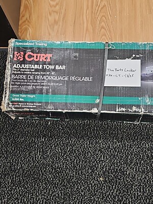 Curt 19745 Adjustable Tow Bar w/ Heavy Duty Coupler 5000lb Capacity W/ 2in Ball
