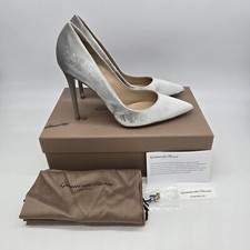 Gianvito Rossi 105 Velluto Silver Velvet High Heels Pumps Size 40.5 US 9.5 NEW