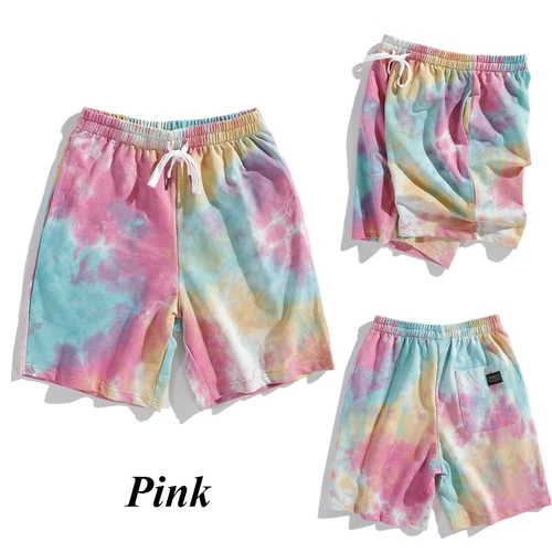 Men Tie Dye Shorts Casual Cotton Blend Loose Half Pants Streetwear Bottoms - Bild 15 von 29