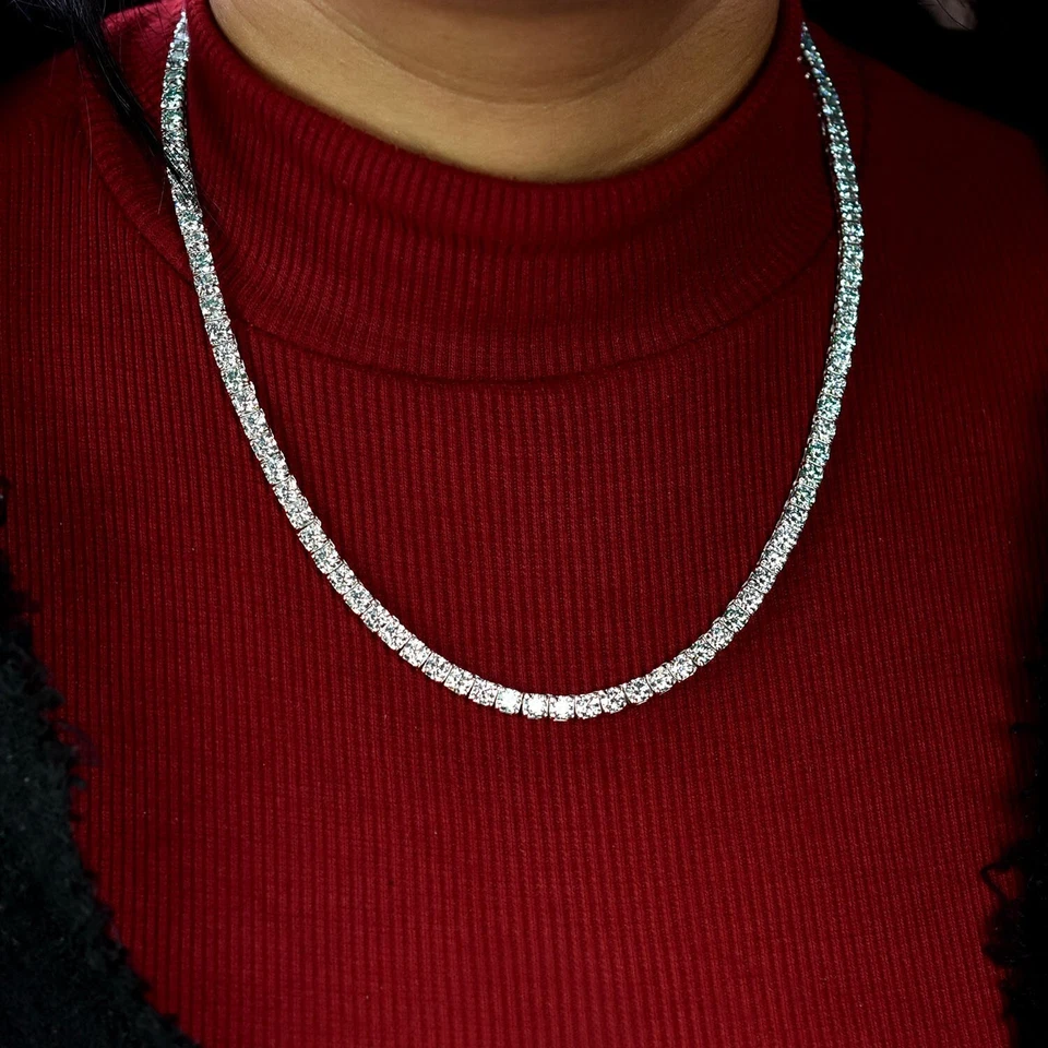 TCW 44.40ct 4mm White Diamond Tennis Bracelet & Necklace Set! FREE Diamond studs - image 2 of 4