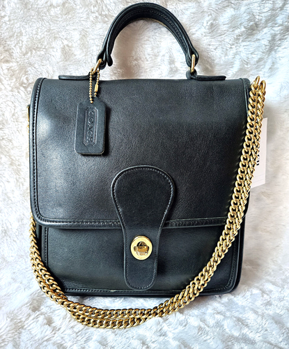 Vintage Coach Station Bag Forest Green Leather Crossbody Chain Strap 5130 - Picture 2 of 24